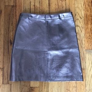 Gunmetal Silver Faux Leather Skirt!